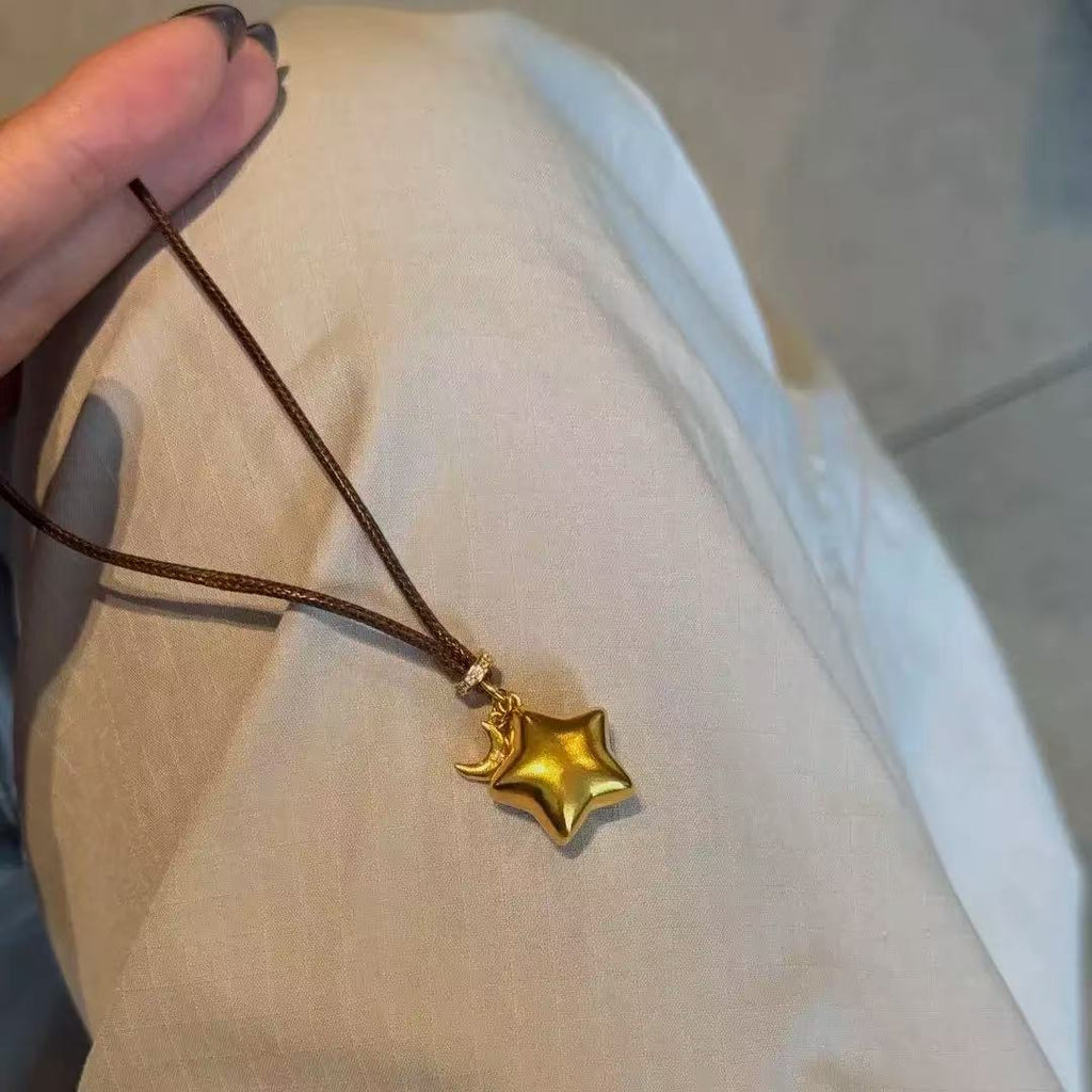 14K Gold Plated Star & Moon Necklace